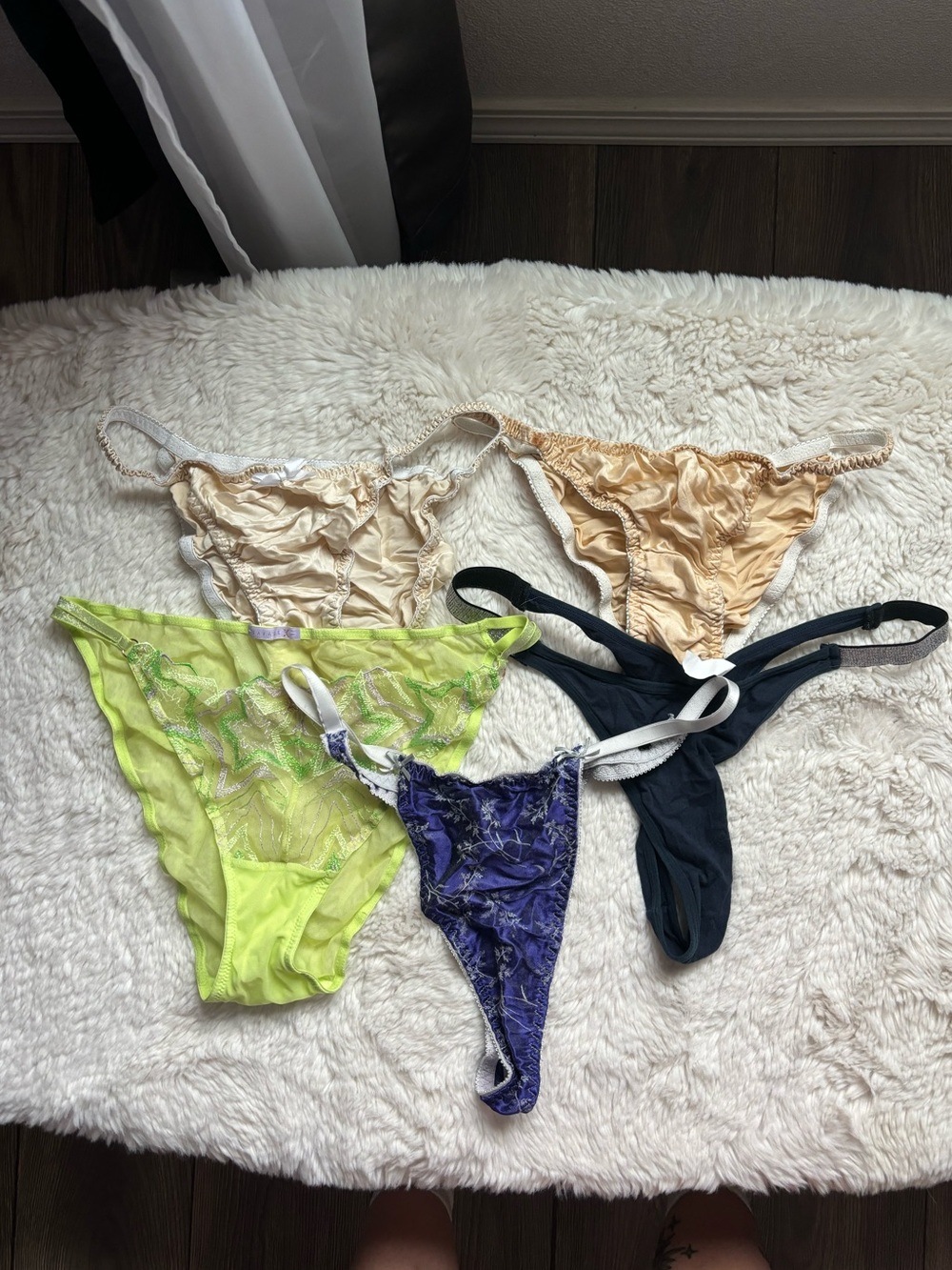Mixed Brands Multi Color Lace Silk and Cotton Thong Panties Bundle Size XL